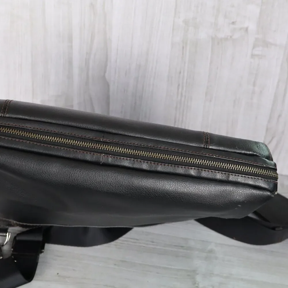 Samsonite Classic Black Leather Expandable Briefcase Laptop Bag with Strap